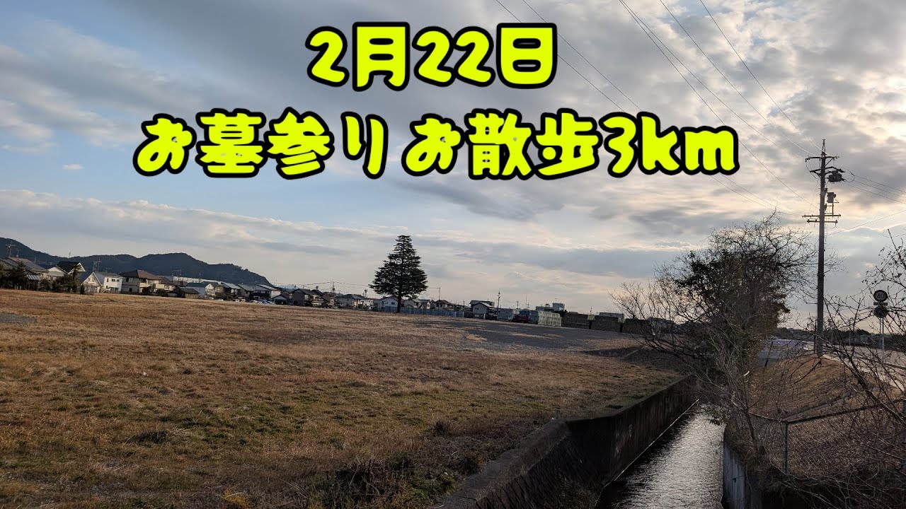 2月22日　お墓参りお散歩3km