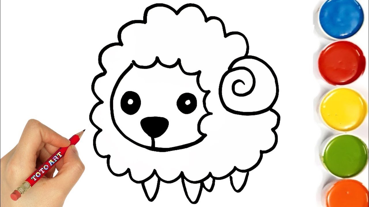 How to draw Baby Goat  -Colouring for Kids & Toddlers |Draw, Paint and Learn _ Toto Art