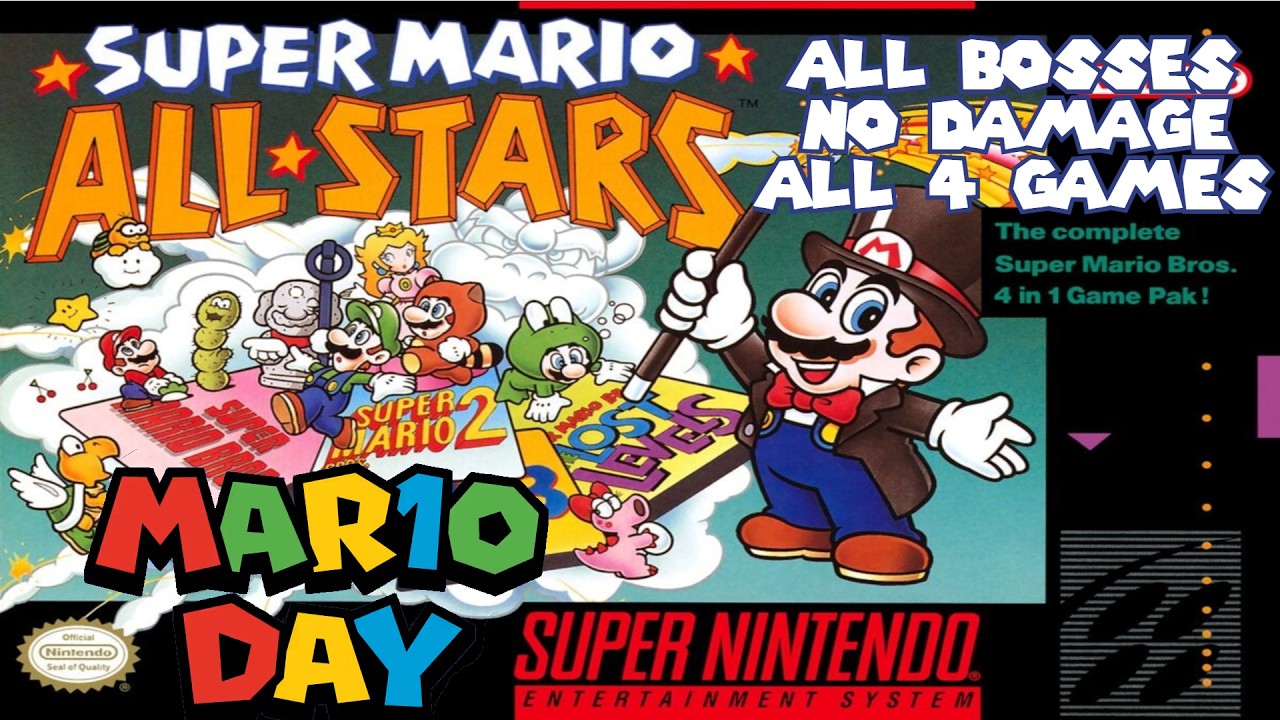 Super Mario All Stars (SMB1/SMB:TLL/SMB2/SMB3) All Bosses No Damage + Endings - MAR10 DAY!!!