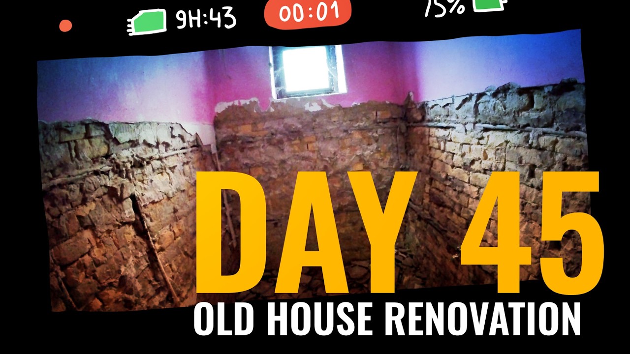 BATHROOM TILE REMOVAL & CONCRETE FOUNDATION | OLD HOUSE RENOVATION DAY 45