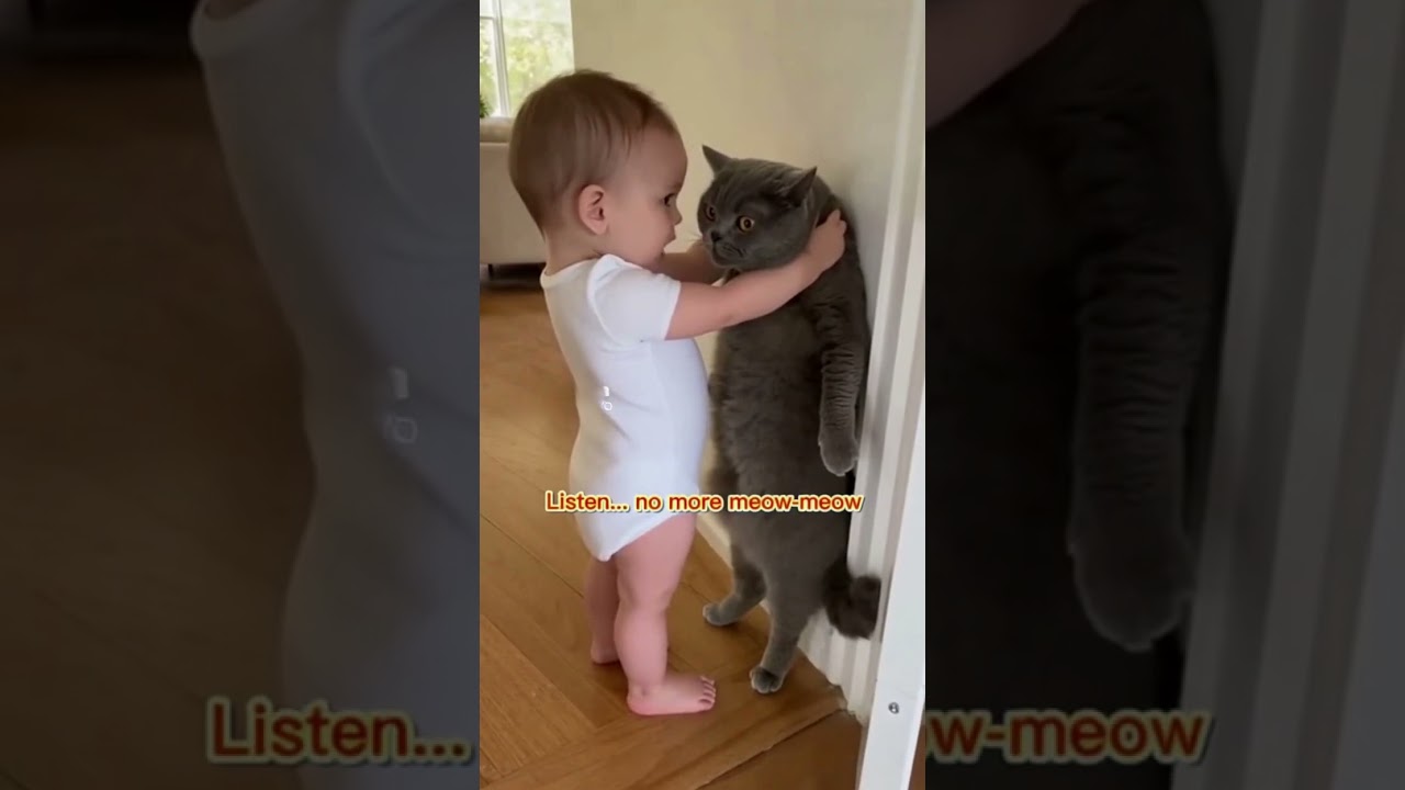 Baby Telling Cat a Secret | Cute & Funny Kids Short