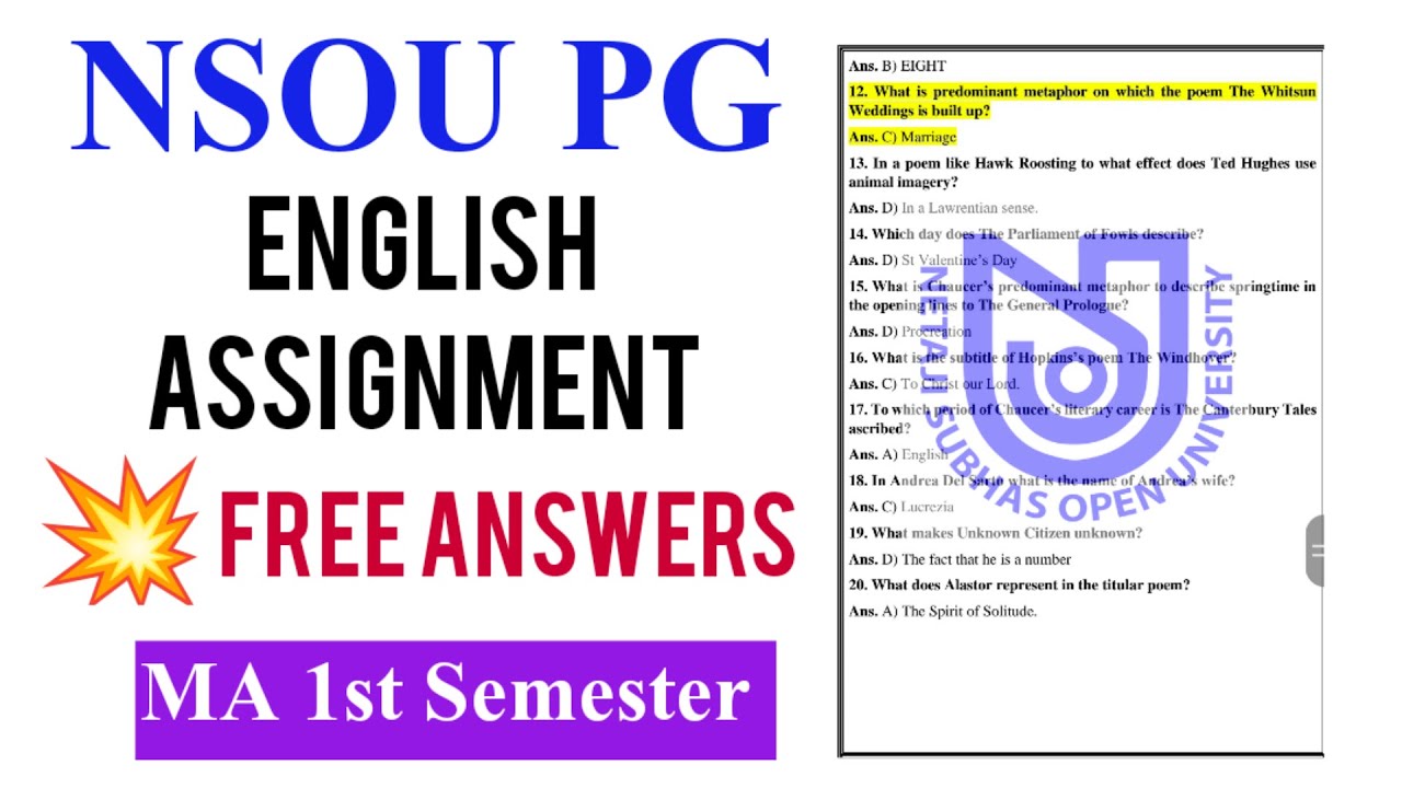 NSOU English Assignment Answer | MA 1st semester | Easy English with Iconic Priya