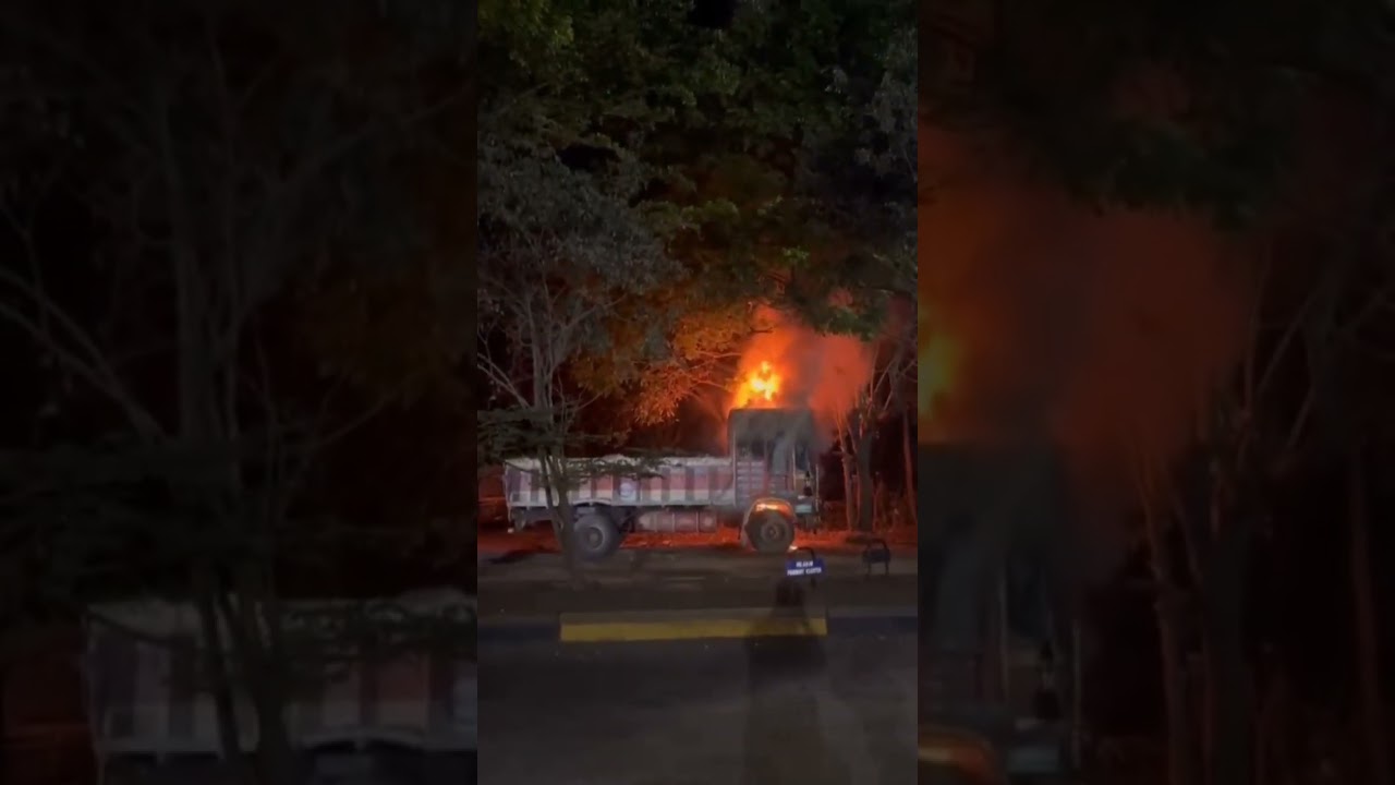 Major Blaze in Belgaum: Truck Fully Burned, Traffic Disrupted