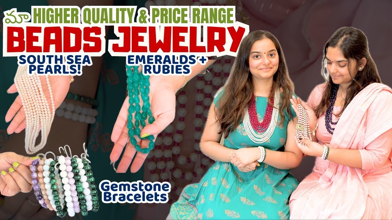 maa high end beads collection south sea pearls, emeralds, rubies & more || Telugu Vlogs in USA ||A&C