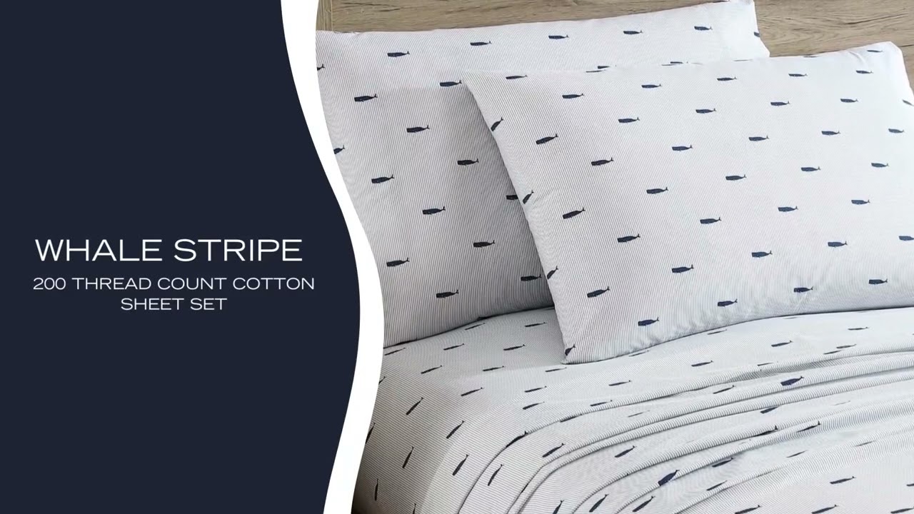 Nautica - Full Size Sheet Sets, Cotton Percale Bedding, Crisp & Cool, Coastal Bedding Set.