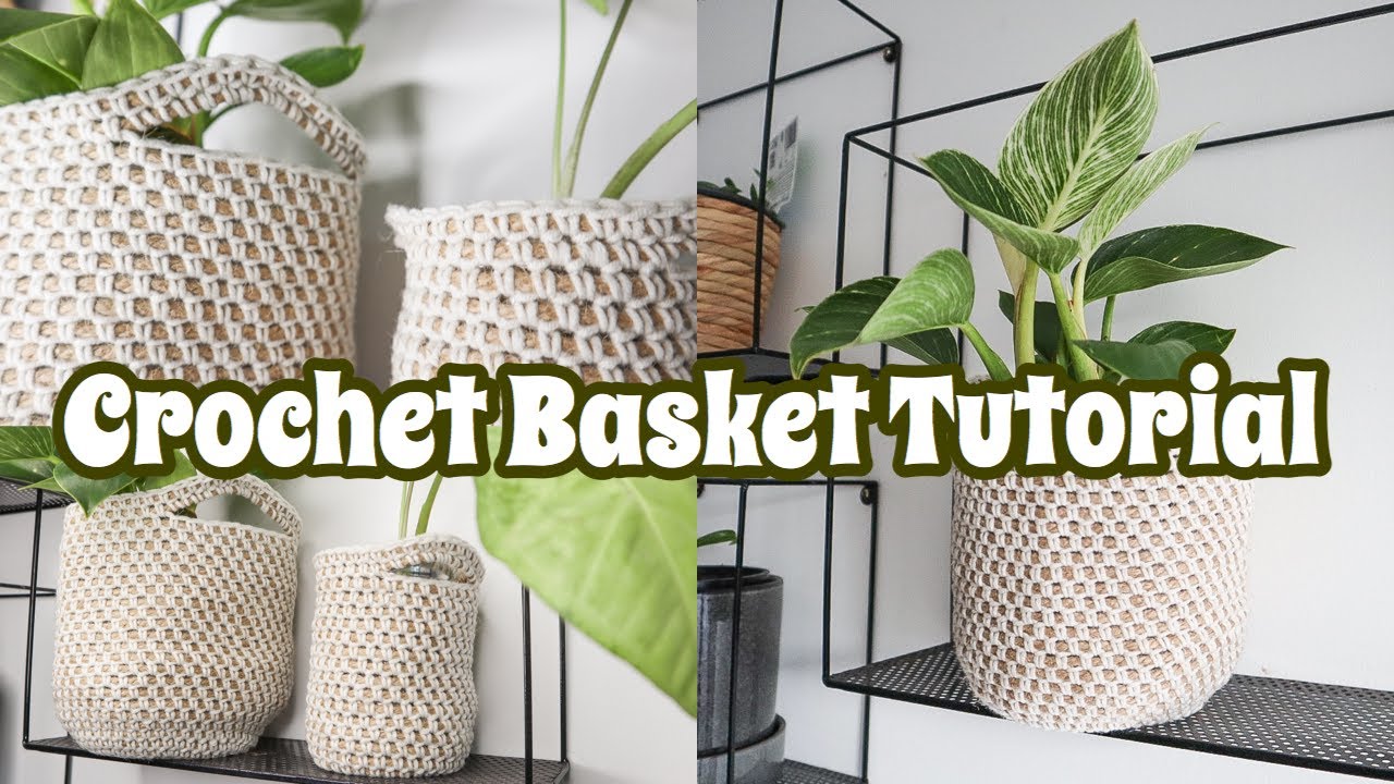 *EASY* Crochet Jute Basket Tutorial | ANY SIZE! | Crochet Pot Plant Holder