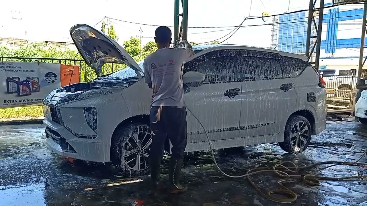 Washing Car Mitsubishi Xpander || xpander white keren banget