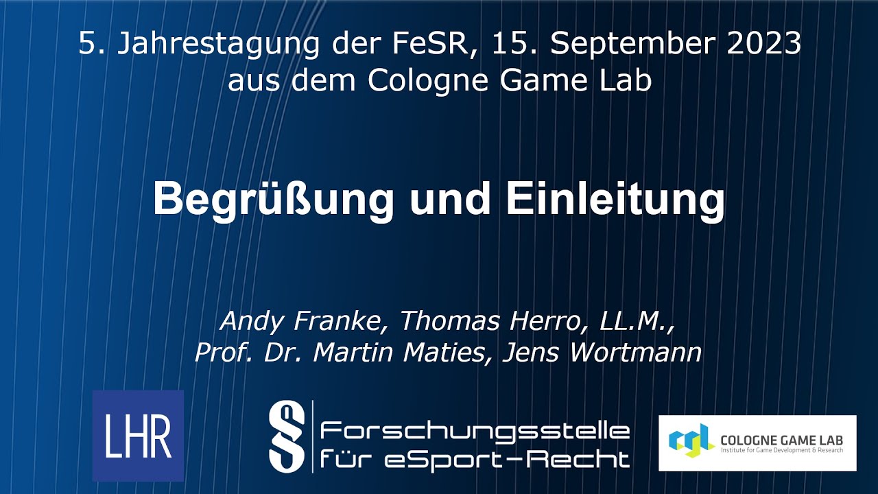 5. Jahrestagung der FeSR - Begrüßung