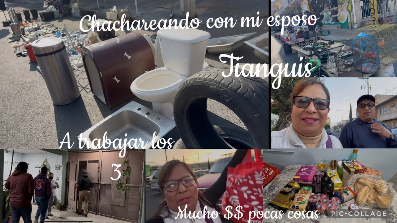 Chachareando(tianguis)con el esposo/se fueron con su papá a trabajar/compras.