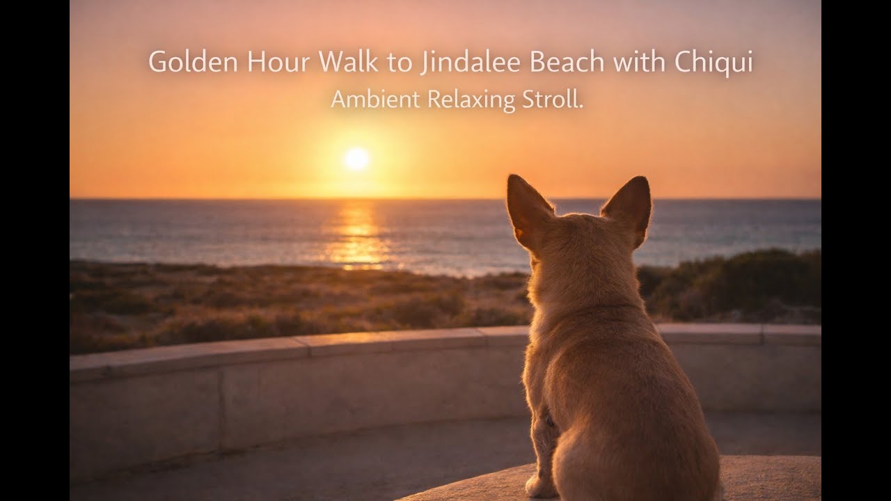 Golden Hour Walk to Jindalee Beach with Chiqui. Ambient Relaxing Stroll. Perth, Australia.