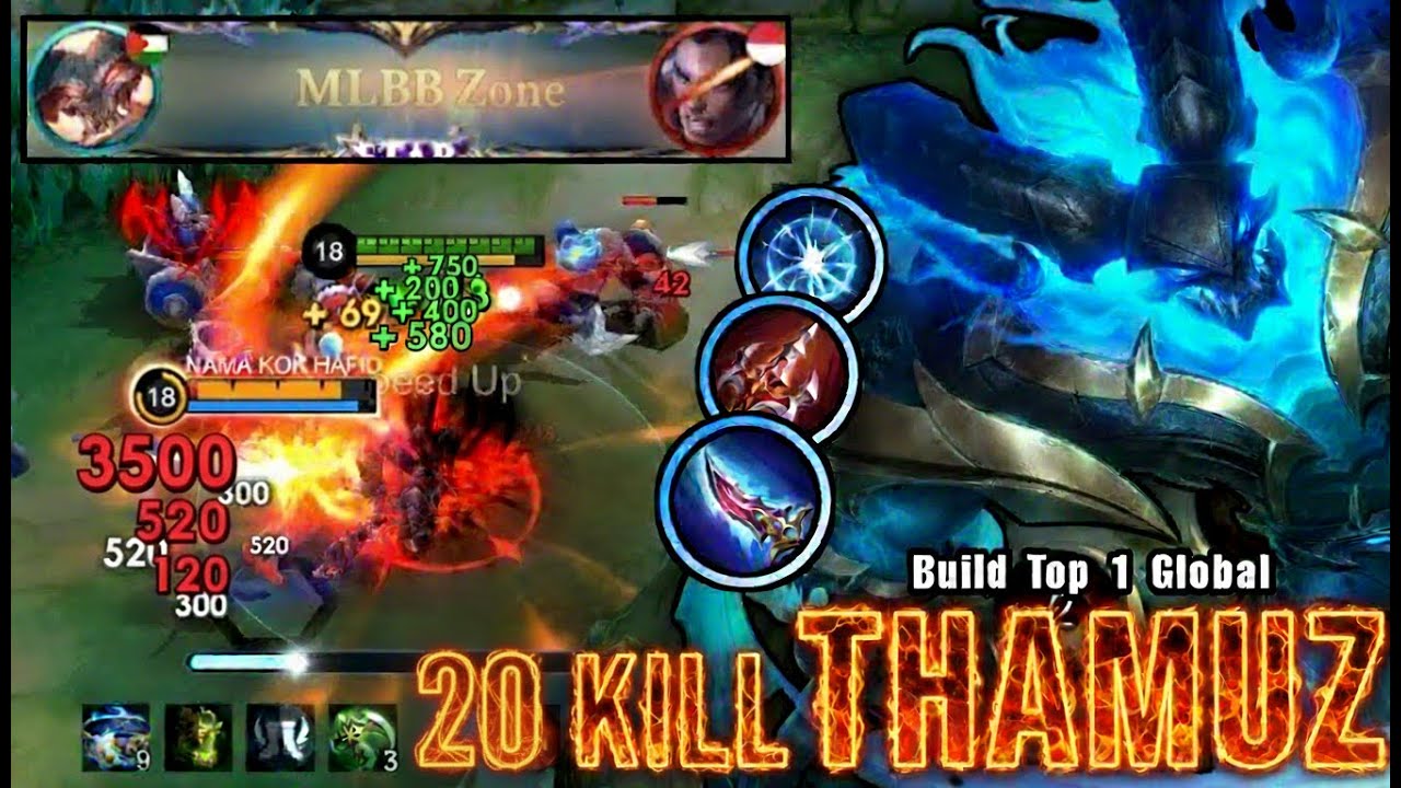 SAVAGE!! 😱 20 KILLS with THAMUZ! 🔥 Top 1 Global Build & Emblem | MLBB