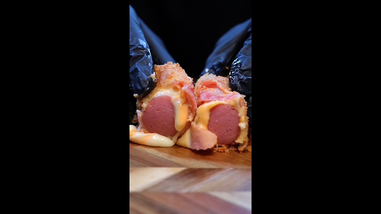 Fried wiener cheese meat roll #shorts #asmr #fried #cheese #wiener