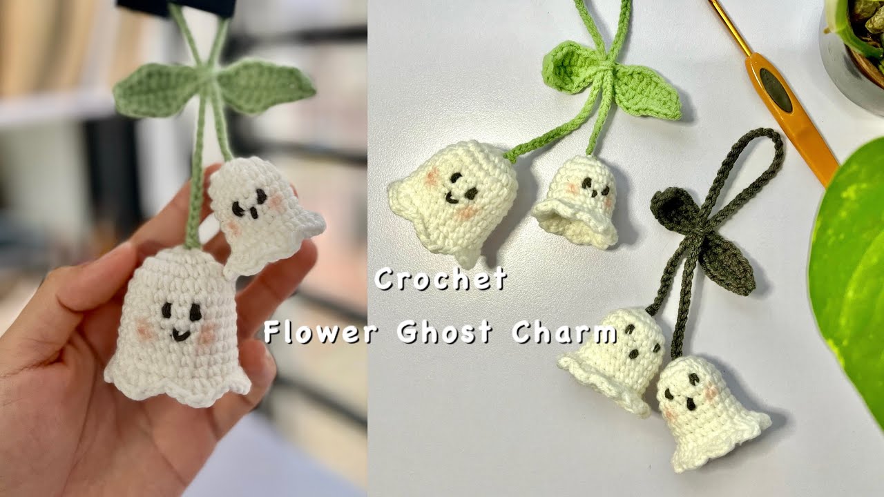 Easy Crochet Ghost Charm 👻| Crochet Flower Keychain DIY | Molina DIY