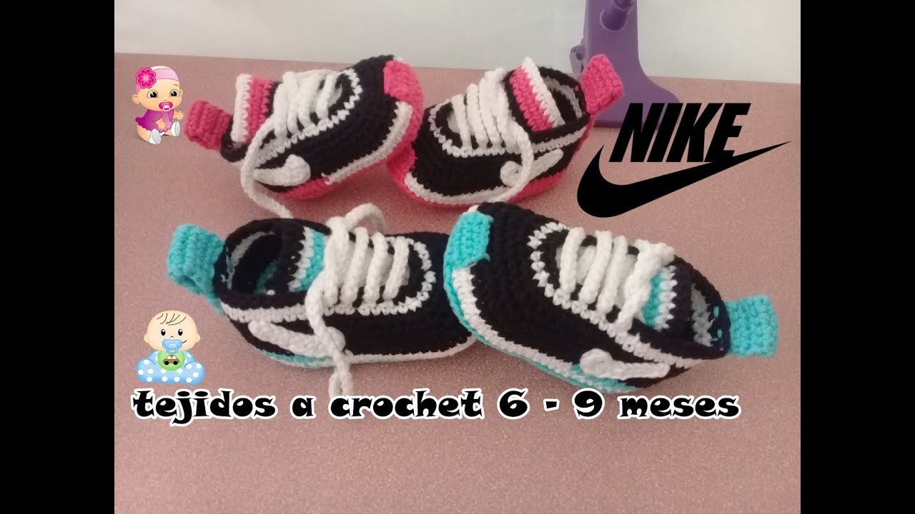 zapatitos nike tejidos a crochet para bebe