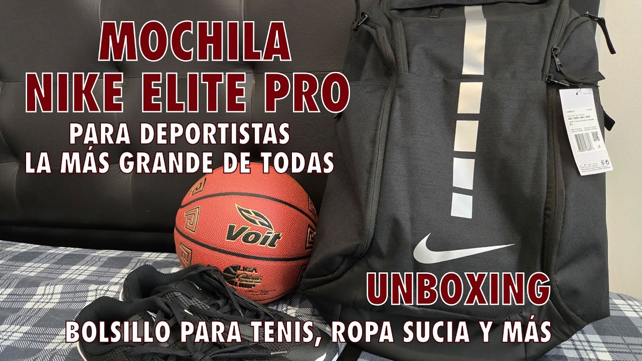 Mochila Nike Elite Pro(38Lts)│La más grande de todas│Bolsillo para tenis, ropa sucia, laptop y más