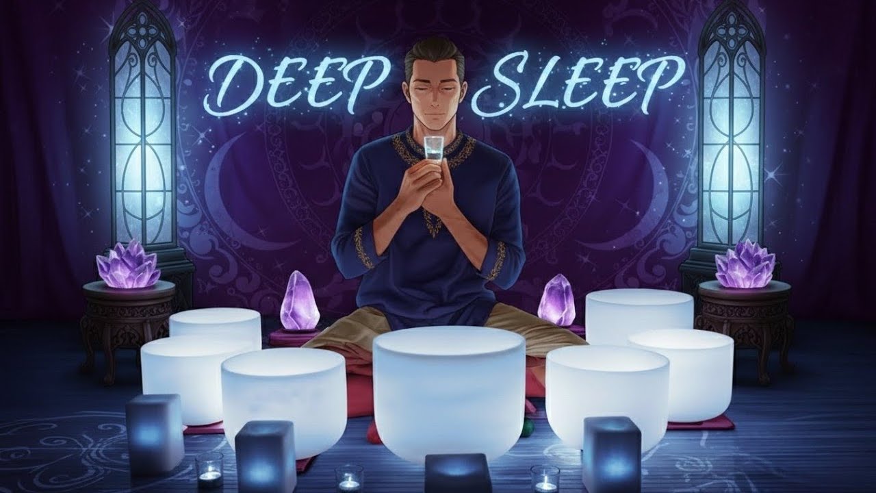 Calm piano and gentle water Sound for sleep, and black screen. Midnight Relaxation 