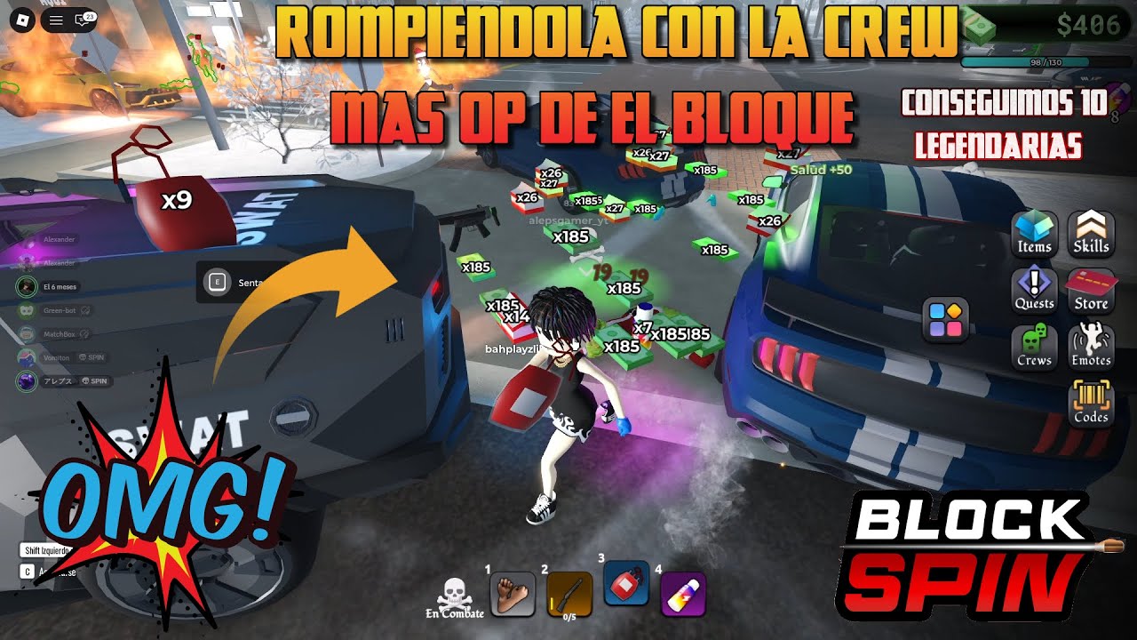 🔥block spin 💀LA ROMPEMOS CON LA CREW MAS OP DEL BLOQUE☠🤯💪
