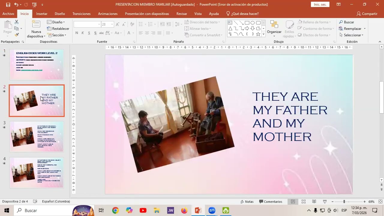 presentacion miembro de familia
