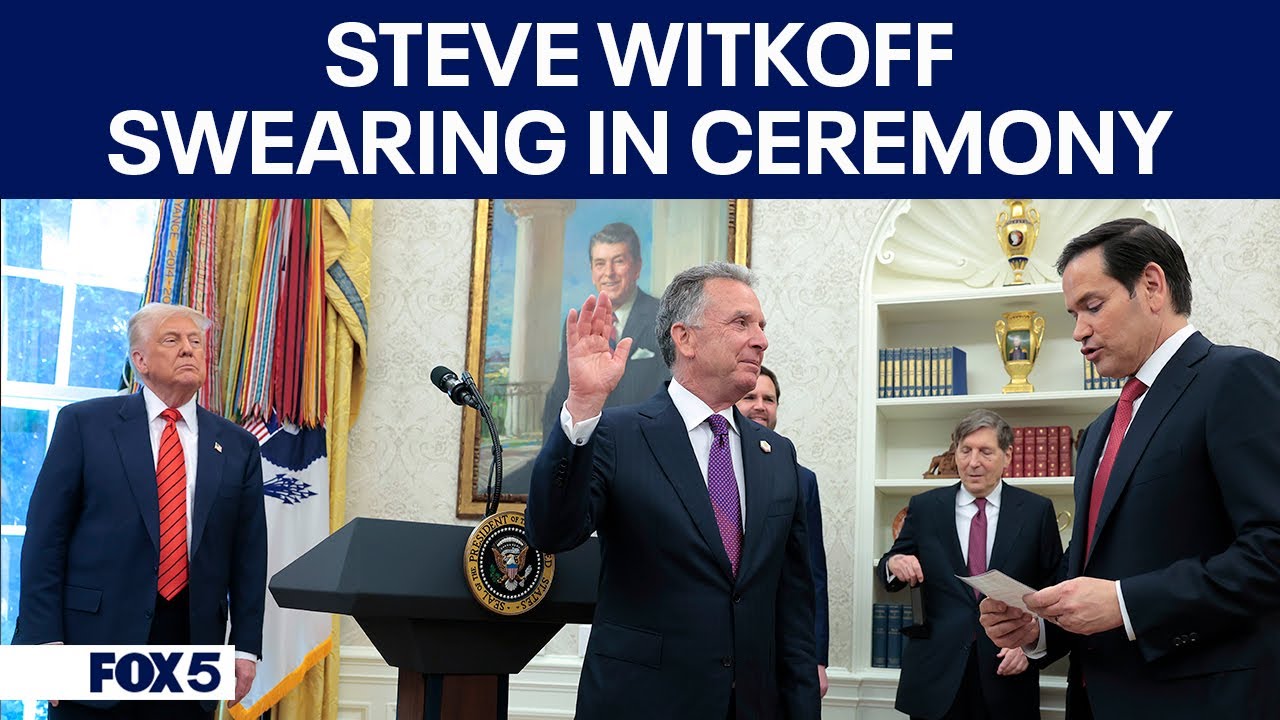 President Donald Trump attends Steve Witkoff swearing-in ceremony