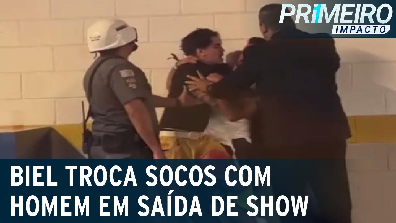 Cantor Biel se envolve em briga na sa&iacute;da de show, em S&atilde;o Paulo | Primeiro Impacto (28/11/22)
