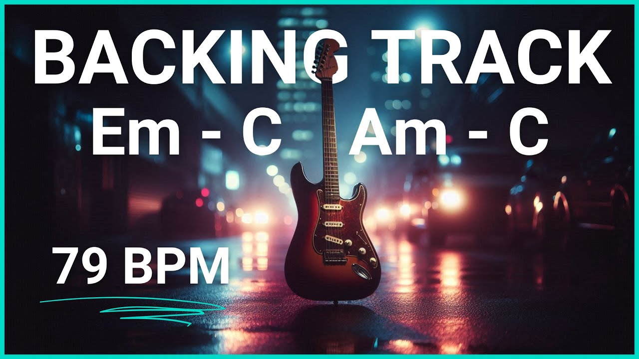 Cinematic Rainy Night Rock Ballad Guitar Backing Track in E Minor | Em - C - Am - C | 79 BPM