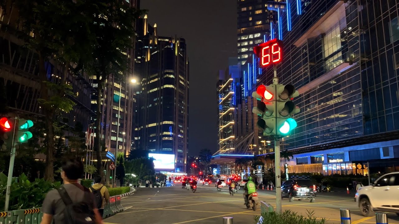 SCBD Sudirman at Night (After Office Hour) - Jakarta, Indonesia [4K]