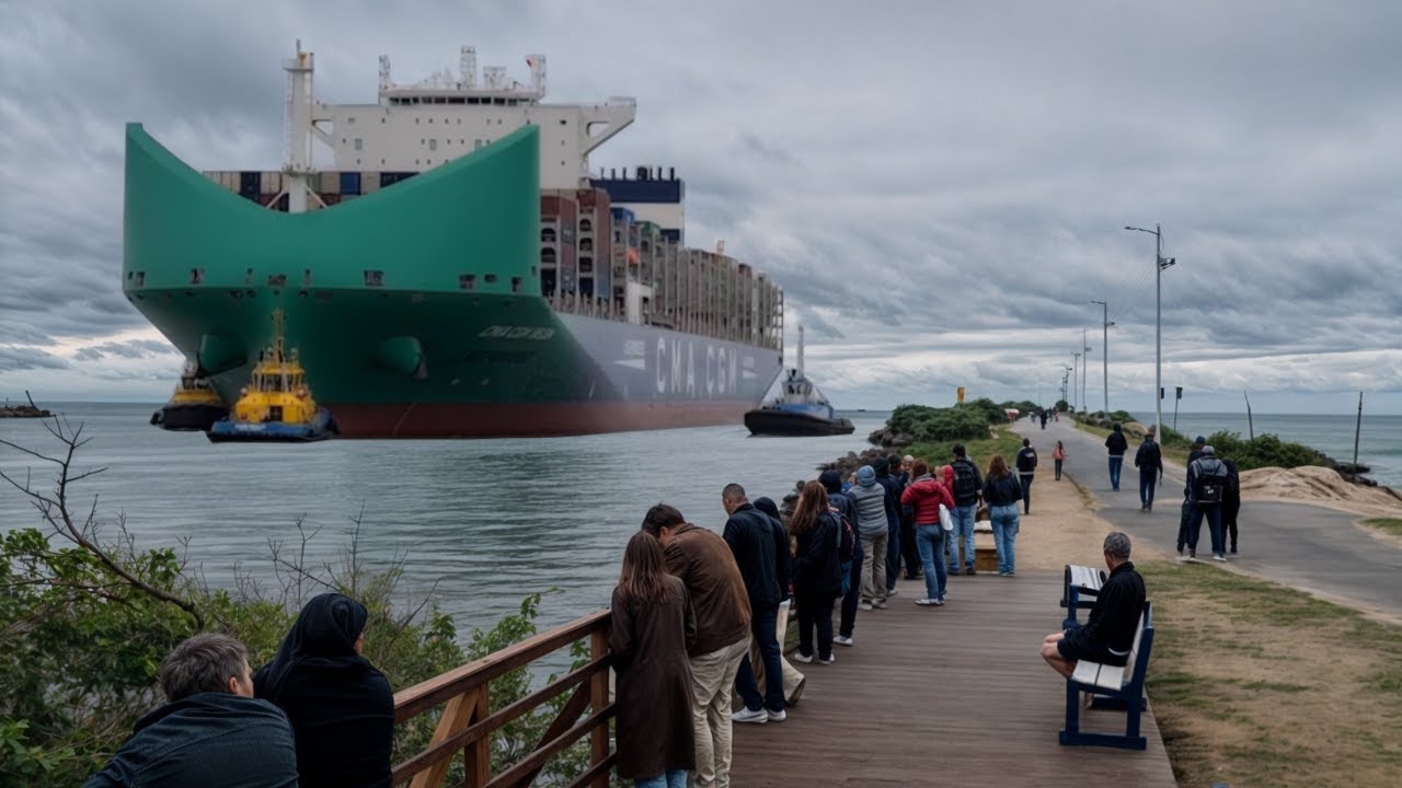 Primeira vez no CANAL - Incrível Navio corta vento de 336 Metros