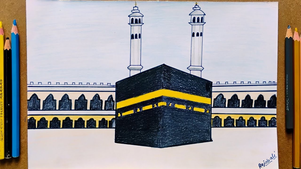 How to draw kaaba Sharif Easy।।Makkah drawing।।khana-E-kaaba drawing 🕋