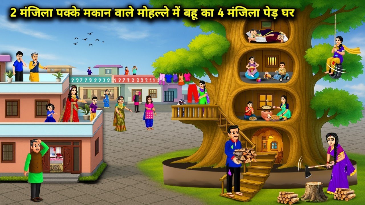 2 मंजिला पक्के मकान वाले मोहल्ले में बहु का 4 मंजिला पेड़ घर | 4 floor Tree house of daughter in law