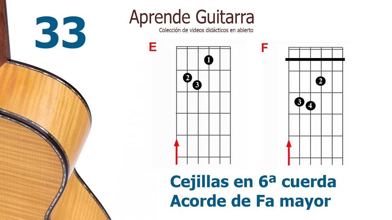Aprende Guitarra 33 - Cejillas en 6ª cuerda Acorde de Fa Mayor