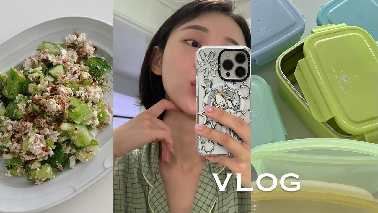 VLOG. 참치두부오이탕탕이. 명란애호박오일파스타. 주방찐템 추천(리빙크리에이터, 스크럽대디). 용산 나들이(흠마켓,찰리스 그로서리,토터스) 외 헤일리라이프🐸