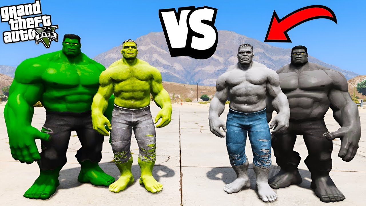 Team Green Hulk Vs Team Grey Hulk Epic Battle In GTA 5!