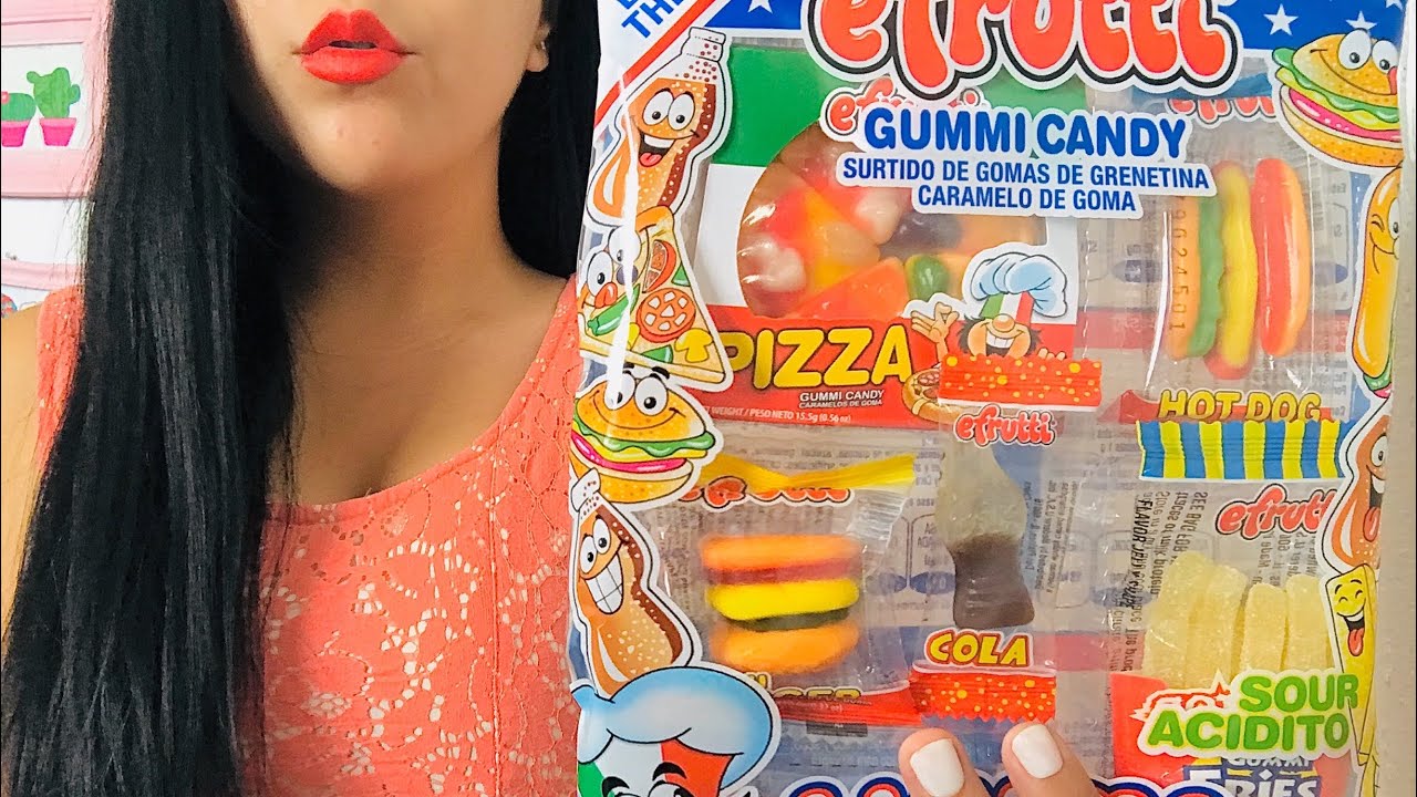 ASMR COMIENDO GOMITAS DE PIZZA, HAMBURGUESA, PAPAS Y COCA