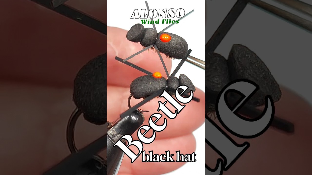 Fly tying Beetle Black Hat foam.