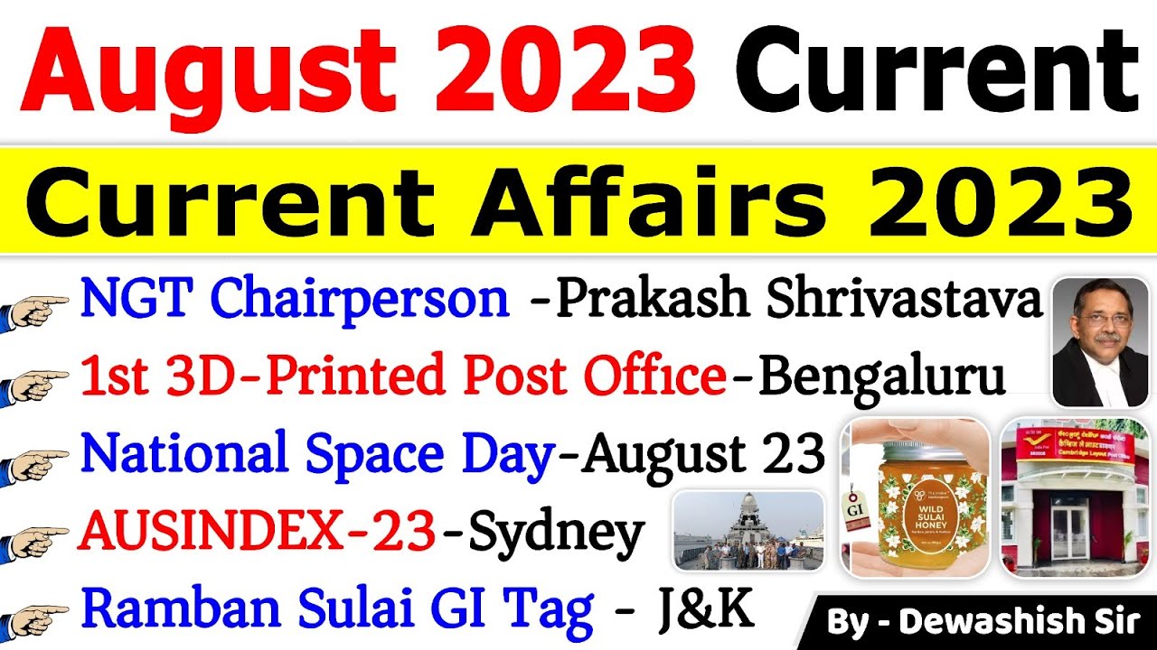 August 2023 Monthly Current Affairs | Current Affairs 2023 | Monthly Current Affairs 2023 #dewashish