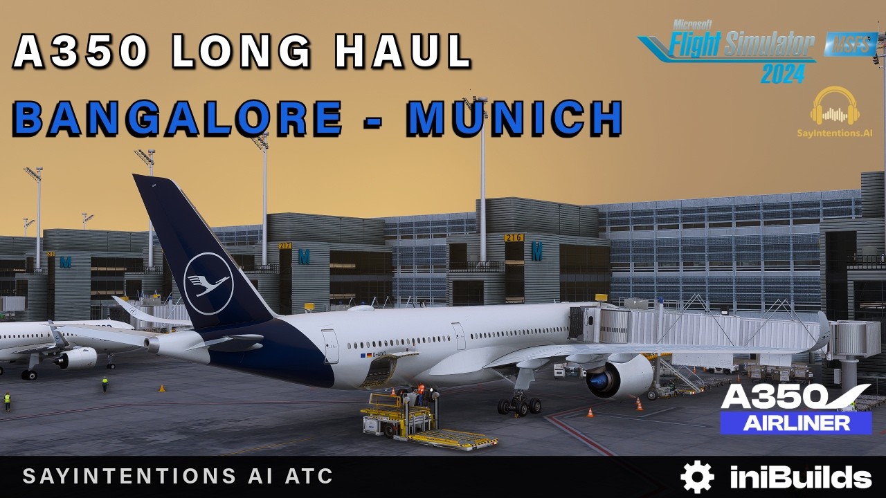 MSFS 2024 IniBuilds A350 *Long Haul* Bangalore ✈︎ Munich Real World Ops SayIntentions ATC