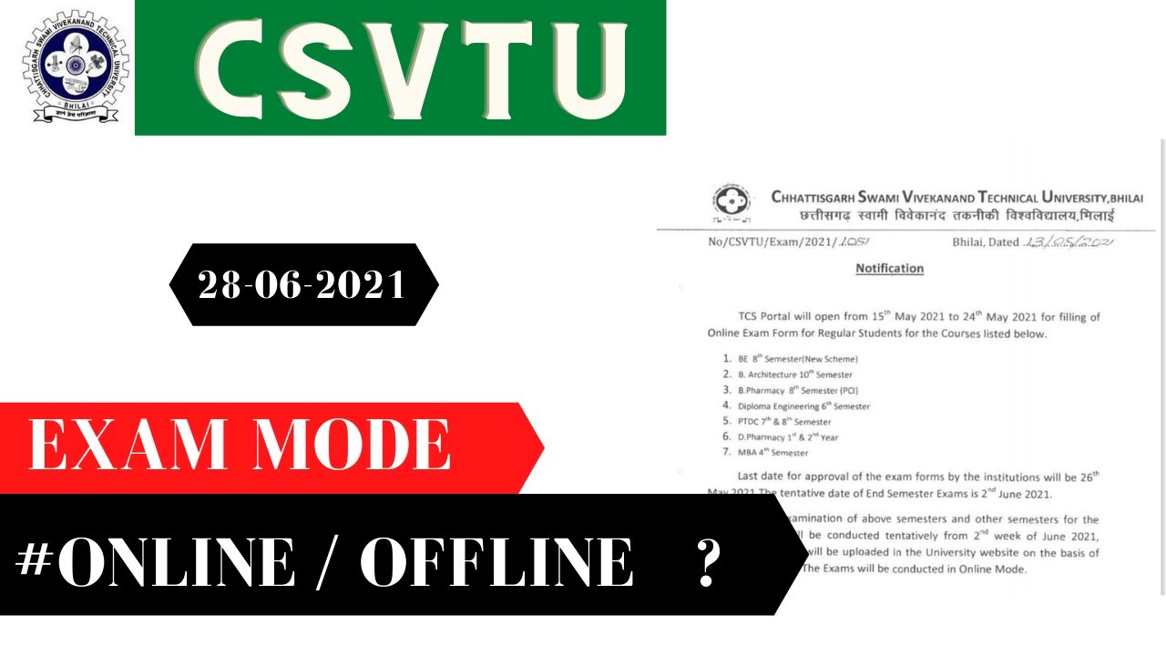 April-May-2021 Exam किस Mode  से होगा {Online /Offline }  | CSVTU by A.S