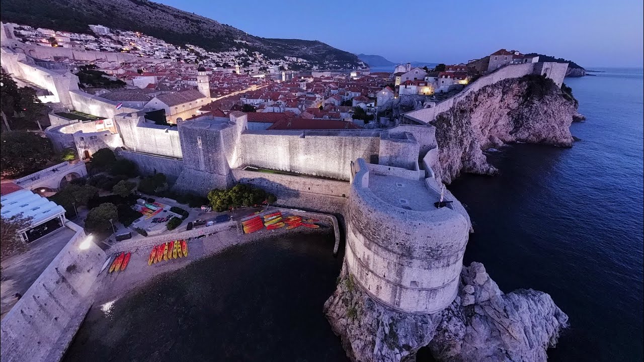 Dubrovnik old town at night in 4K