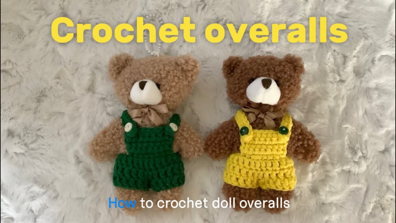 키링인형 코바늘 멜빵바지 만들기 / 코바늘인형옷 인형 멜빵바지 crochet doll overalls
