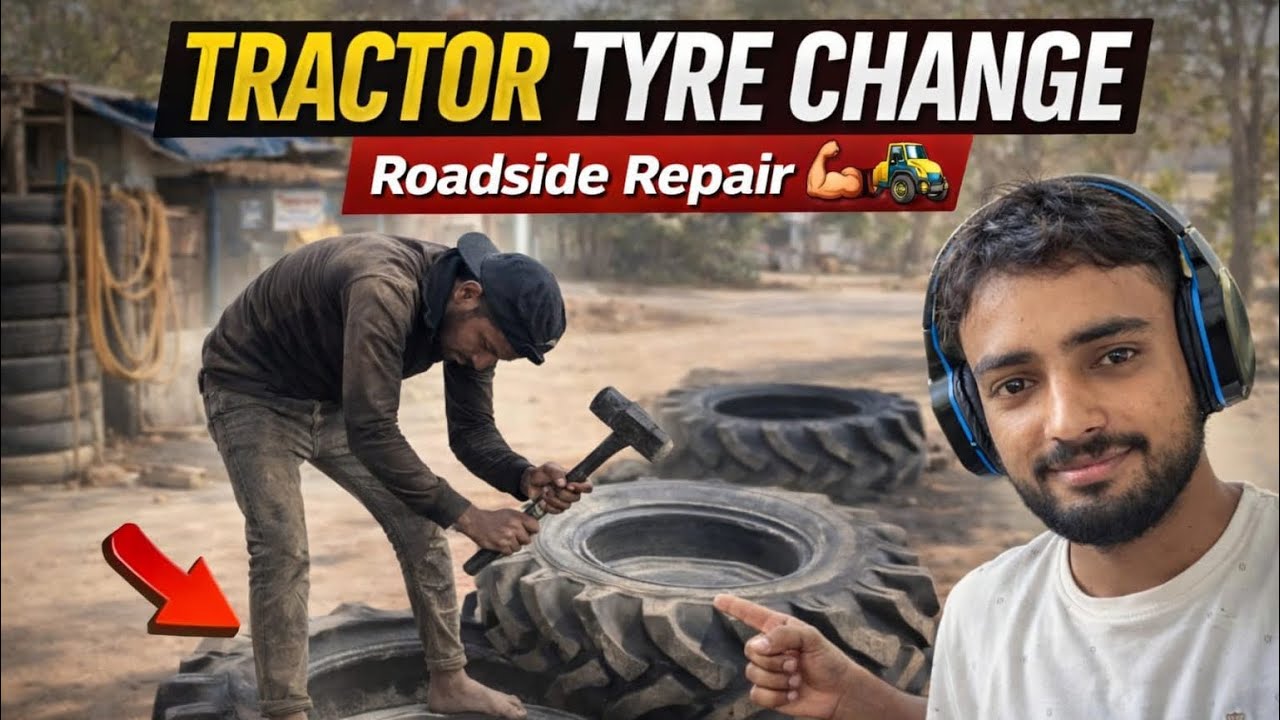 Itna Bada Tractor Tyre Kaise Change Kiya? 😱 | Roadside Repair