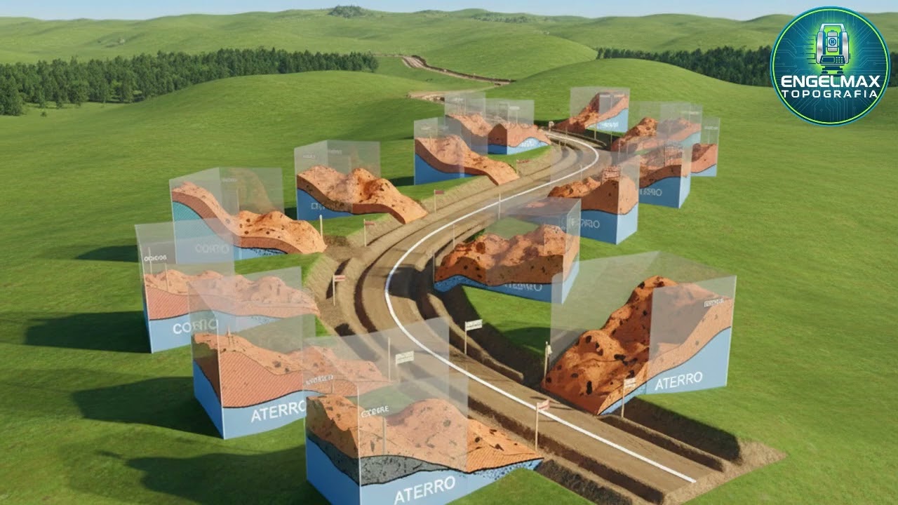 Cálculo de Volumes na Topografia: Prismóides e Seções Transversais na Prática