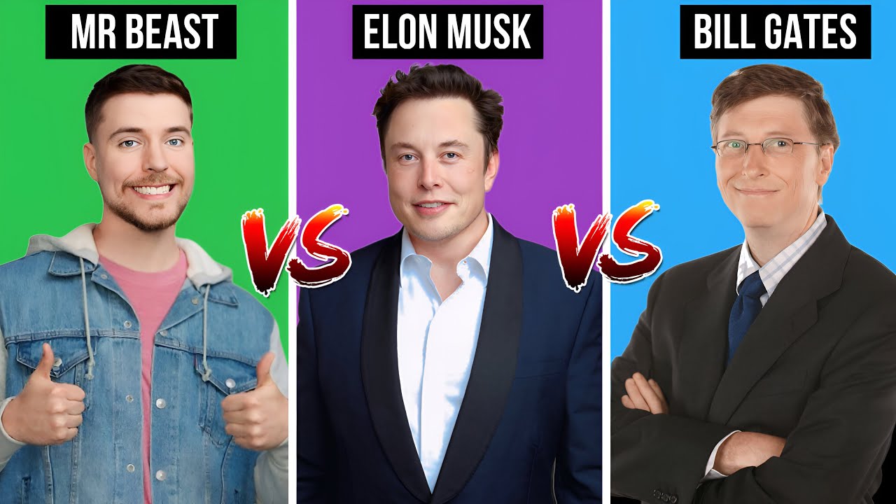 Comparison: Mr Beast vs Elon Musk vs Bill Gates