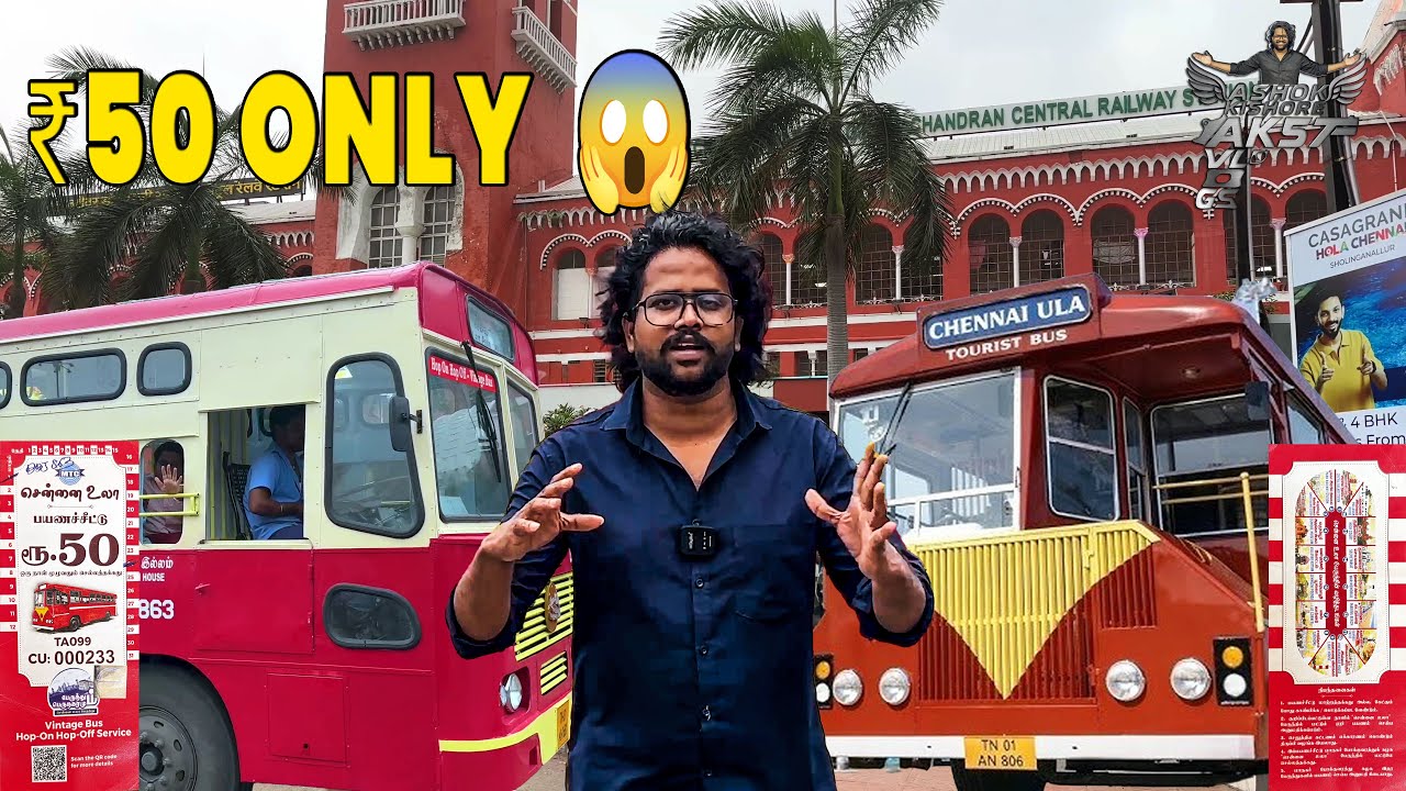 ₹50-ல Chennai FULL TOUR?! 😱 | 80’s Vintage Bus Experience