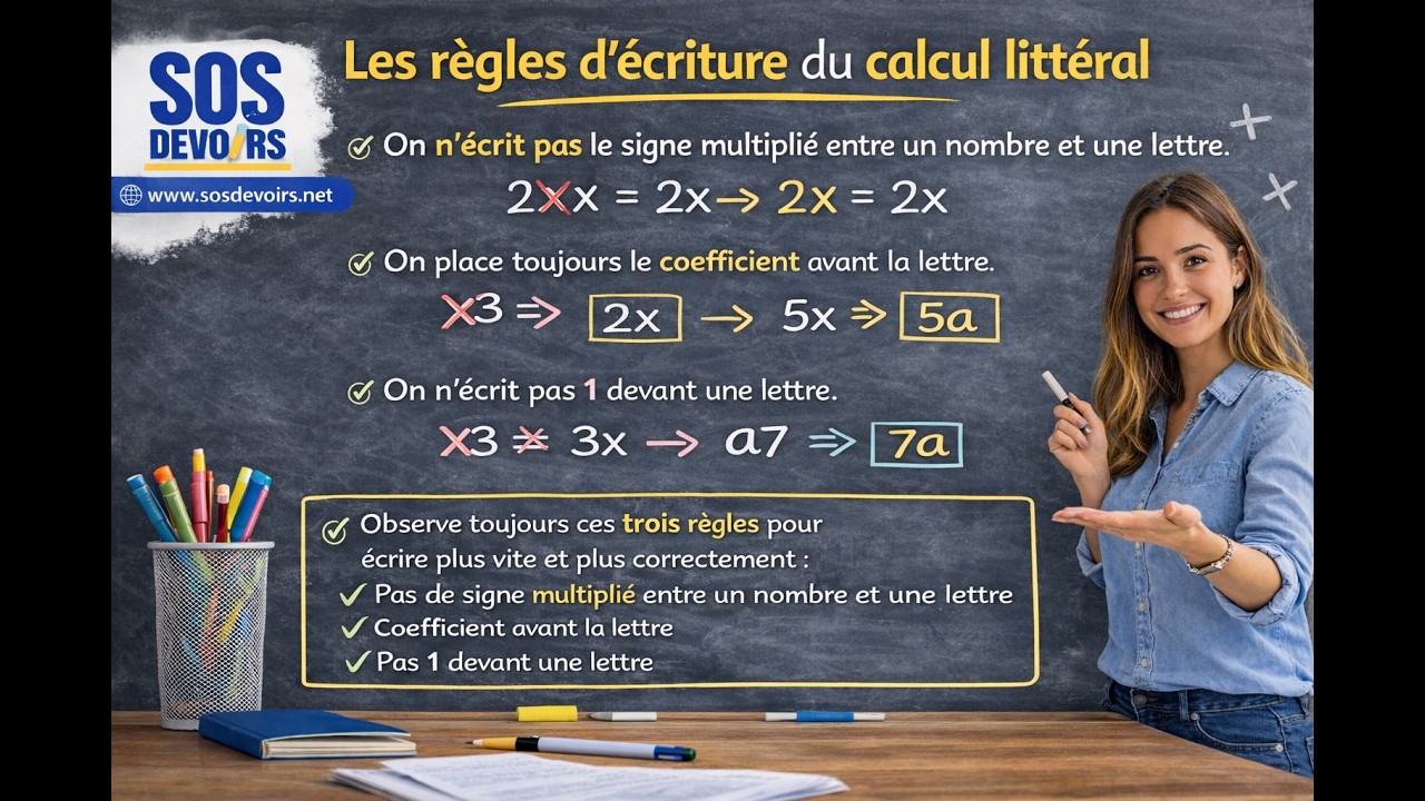 Calcul littéral – Les règles d’écriture en calcul littéral