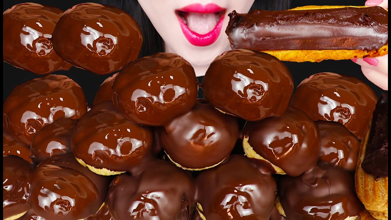 ASMR PROFITEROLE DARK CHOCOLATE MUKBANG 프로피테롤 먹방