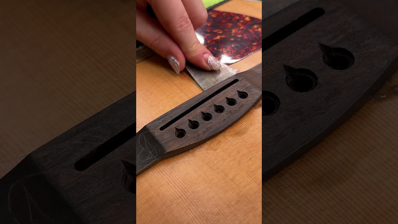 Replacement of the bridge on an acoustic guitar #luthier #guitar