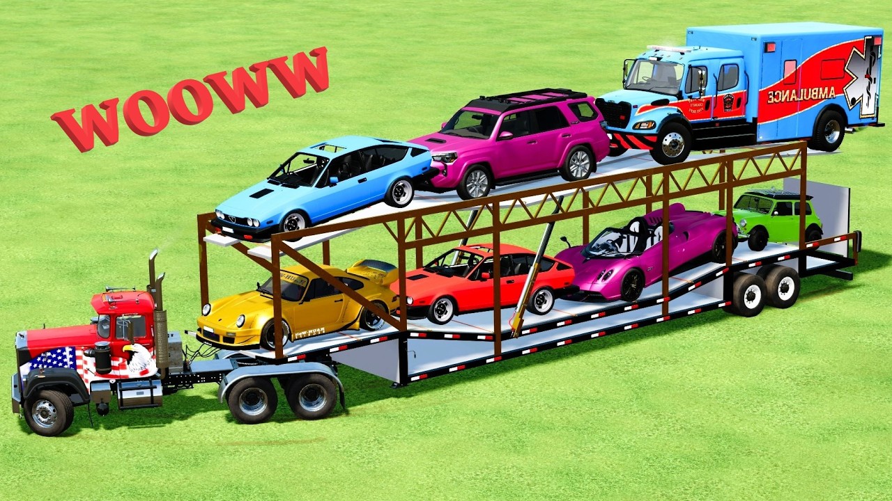 Garage of Colors - ALL TRUCK WITH DOUBLE FLATBED TRAILER TRUCK, MERCEDES, VOLVO, RENAULT Part 1