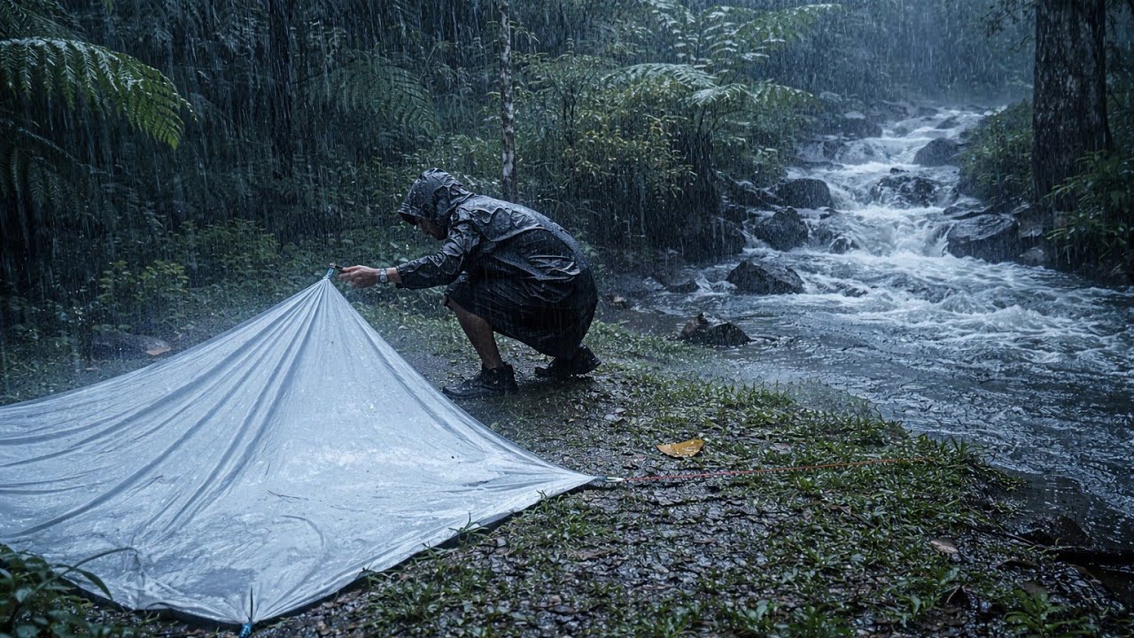 This Storm Was a Bad Idea… 🌧️ Solo Camping by the River