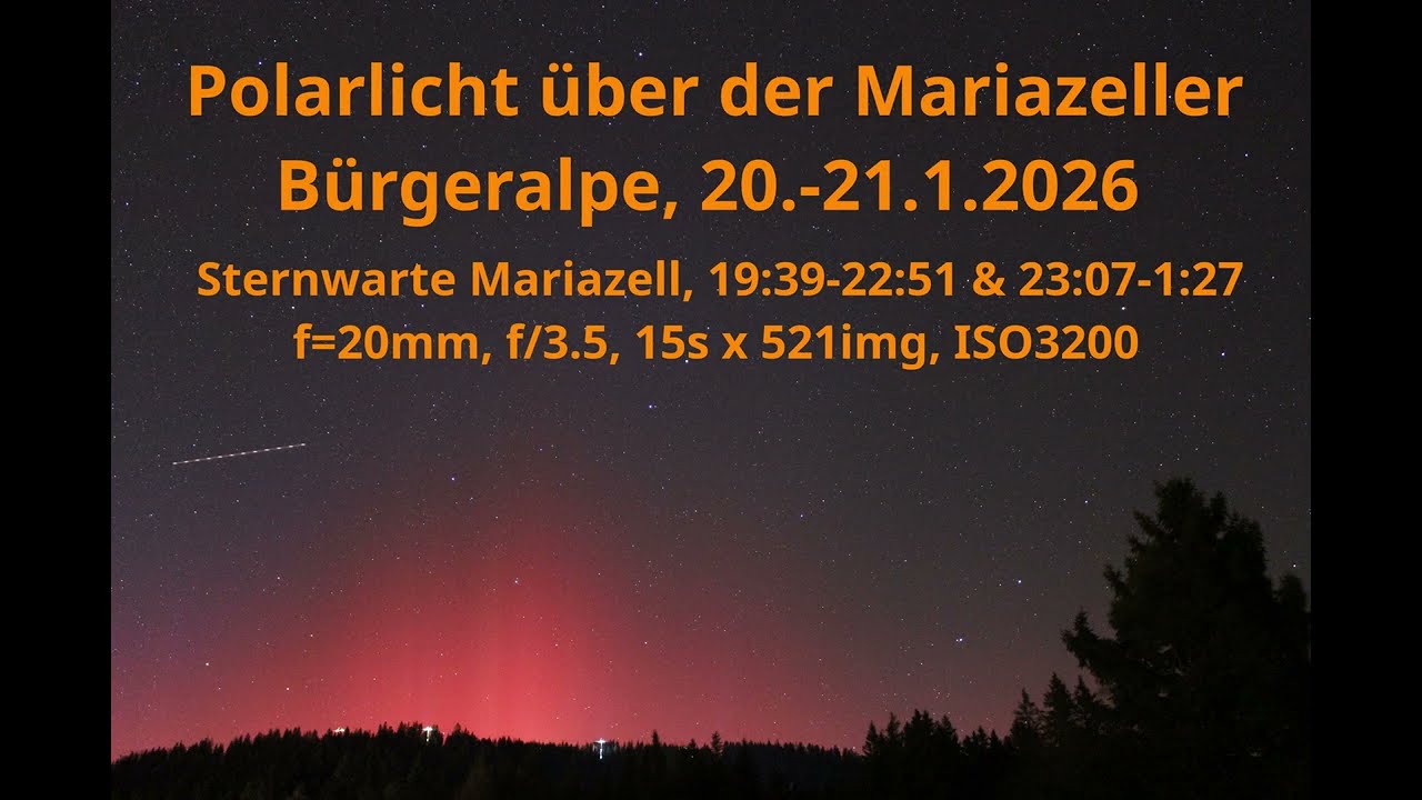 Polarlicht über der Mariazeller Bürgeralpe, 20./21.1.2026