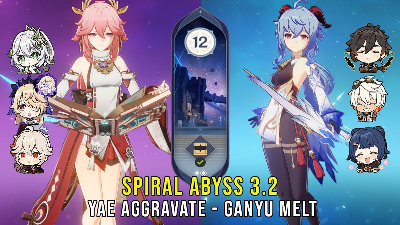C0 Yae Miko Aggravate and C0 Ganyu Melt - Genshin Impact Abyss 3.2 - Floor 12 9 Stars
